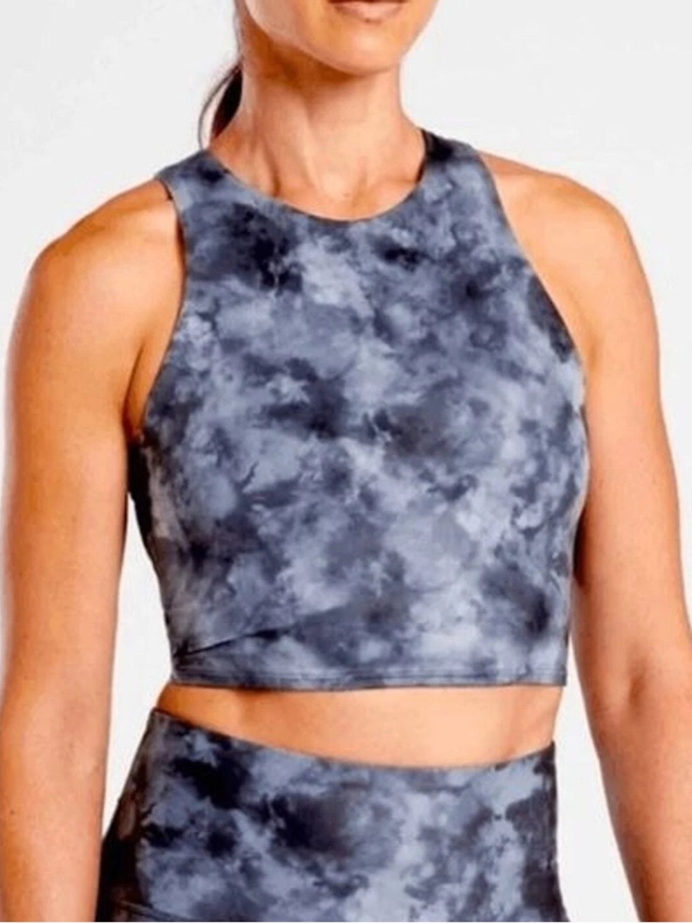 Athleta Conscious Crop Bra Tank in Gray Marble Size Medium